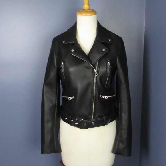 Zara Jackets & Blazers - Zara Black Moto Vegan Leather Jacket   S